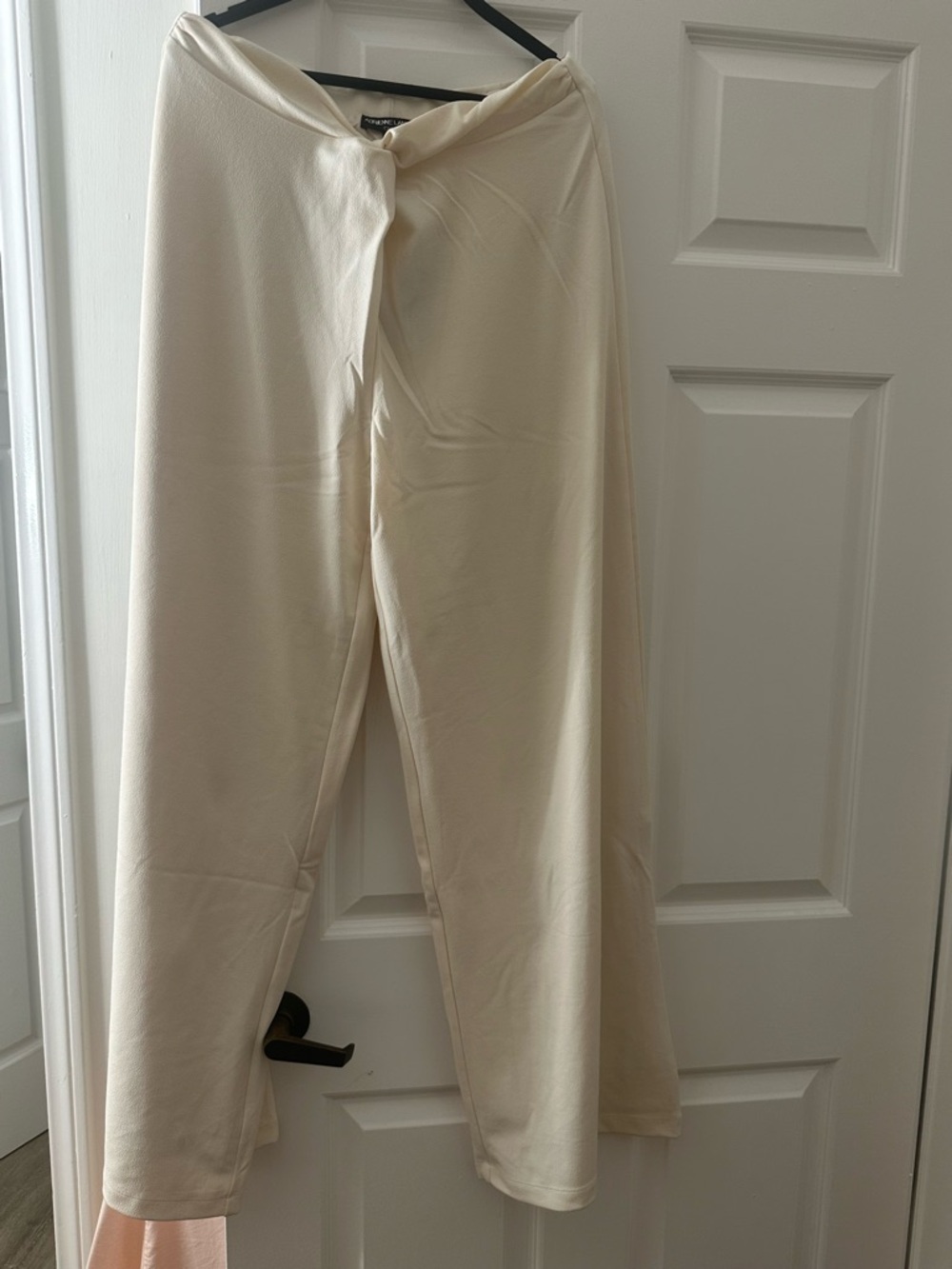 Wide Leg Cream Women's Pants - Elegant High-Rise Style